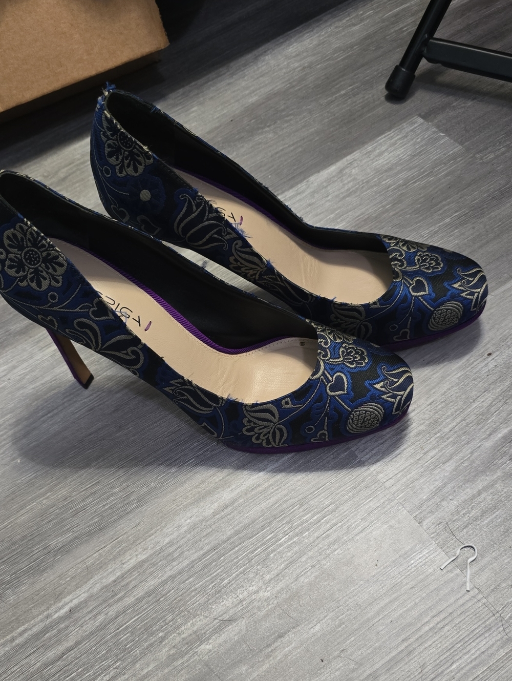 Blue Floral Patterned Women's High Heels